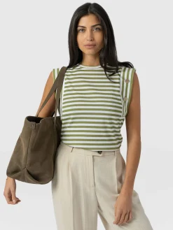 T-shirts & Tanks|Saint and Sofia Rowan Tee - Green Stripe