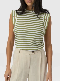 T-shirts & Tanks|Saint and Sofia Rowan Tee - Green Stripe