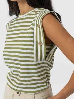 T-shirts & Tanks|Saint and Sofia Rowan Tee - Green Stripe