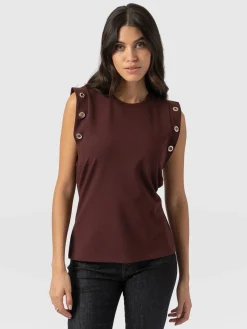 T-shirts & Tanks|Saint and Sofia Rowan Tee - Maroon Eyelet
