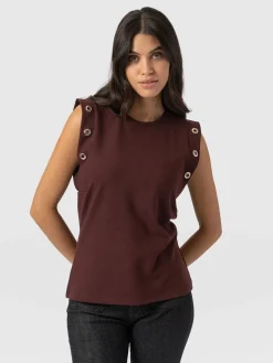 T-shirts & Tanks|Saint and Sofia Rowan Tee - Maroon Eyelet
