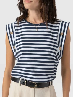 T-shirts & Tanks|Saint and Sofia Rowan Tee - Navy Stripe