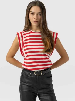T-shirts & Tanks|Saint and Sofia Rowan Tee - Red Stripe