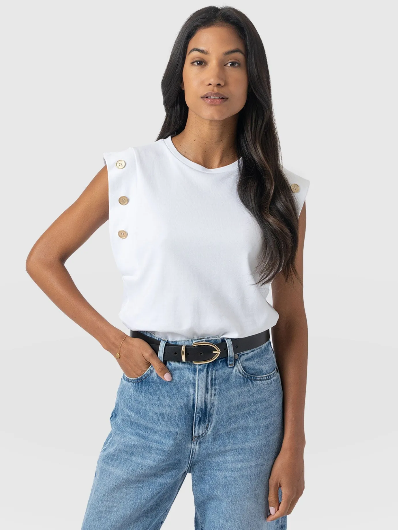 T-shirts & Tanks|Saint and Sofia Rowan Tee - White