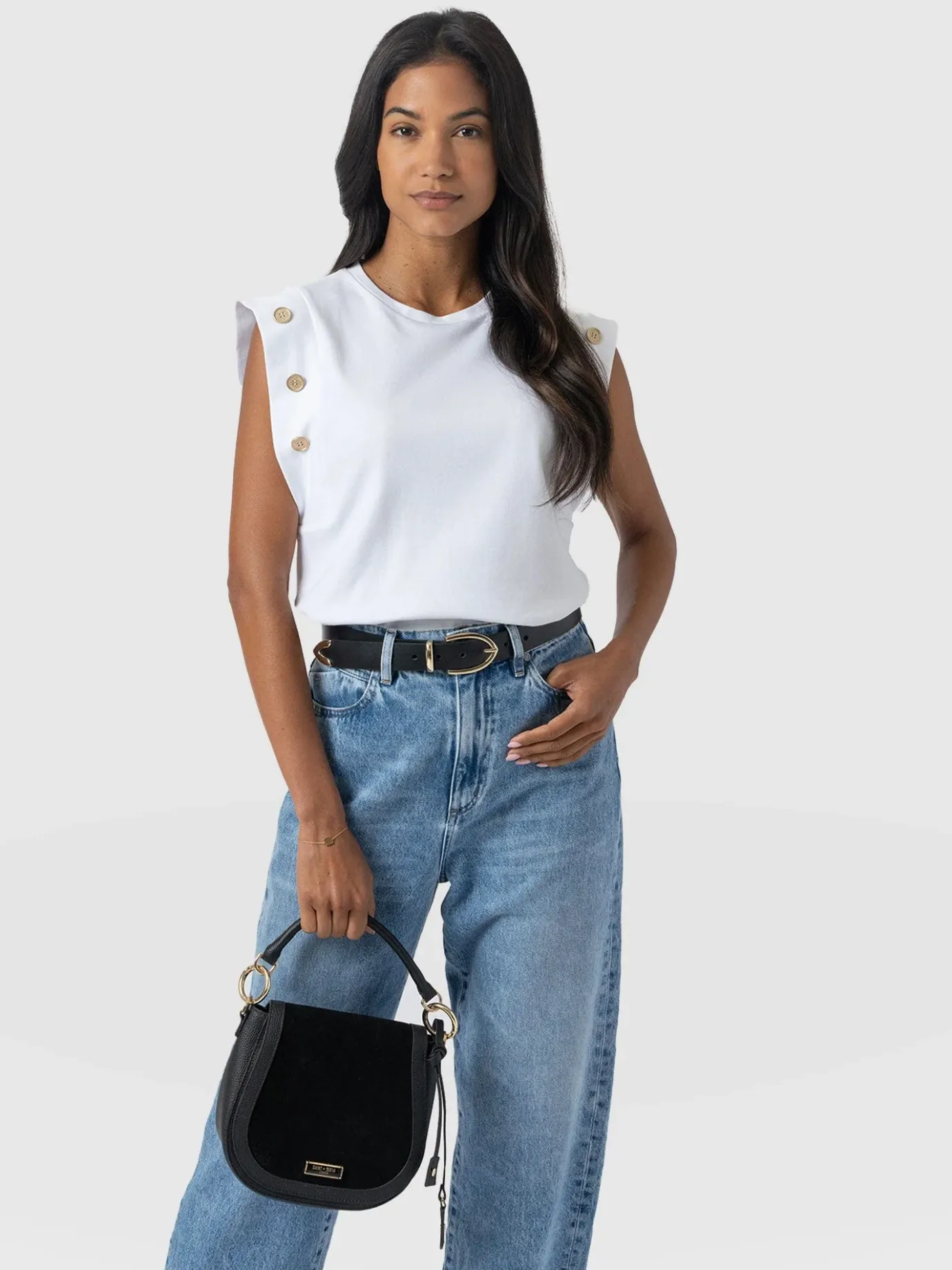 T-shirts & Tanks|Saint and Sofia Rowan Tee - White