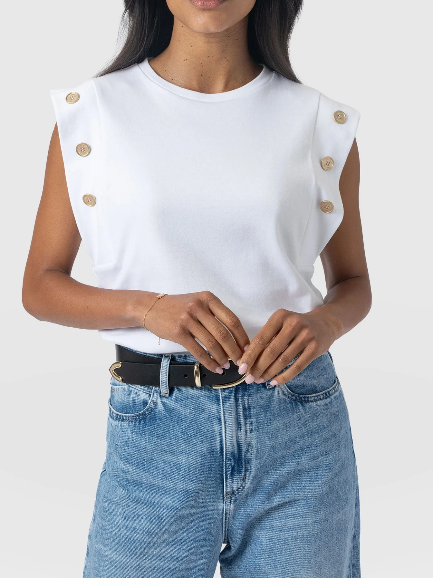 T-shirts & Tanks|Saint and Sofia Rowan Tee - White