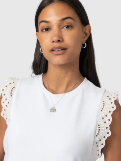 T-shirts & Tanks|Saint and Sofia Rowan Tee - White Broderie