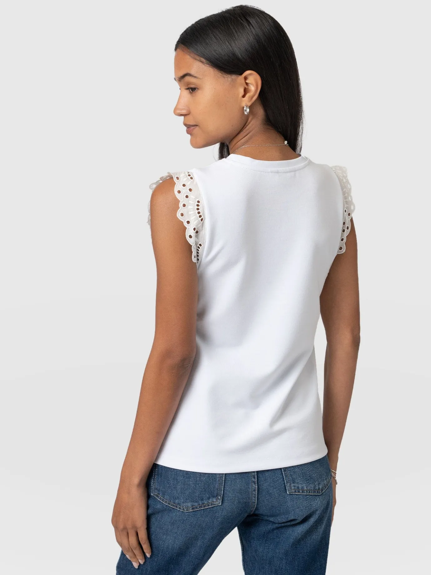 T-shirts & Tanks|Saint and Sofia Rowan Tee - White Broderie