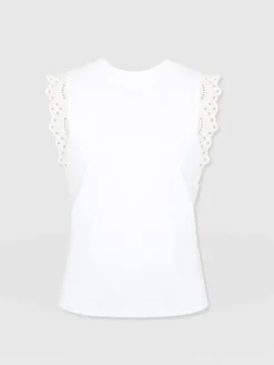 T-shirts & Tanks|Saint and Sofia Rowan Tee - White Broderie