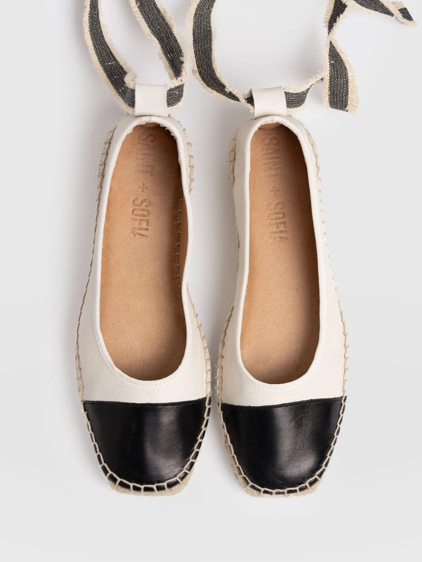 Shoes|Saint and Sofia Rowe Espadrille Tie Pumps - Cream/Black