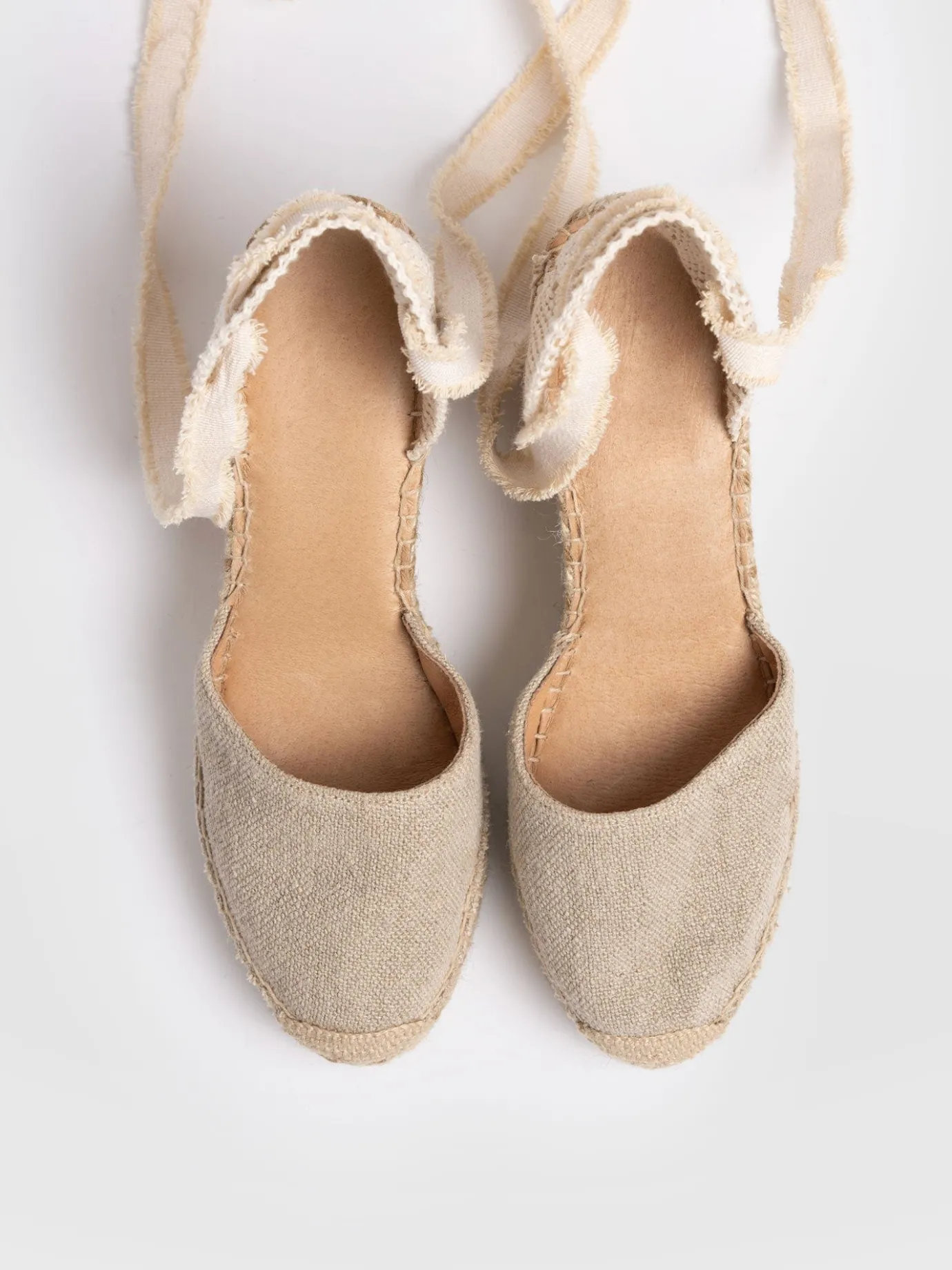 Shoes|Saint and Sofia Rowe Espadrille Tie Wedges - Cream