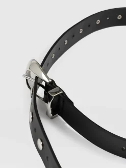 Leather Belts|Accessories|Saint and Sofia Roxie Studded Belt - Black
