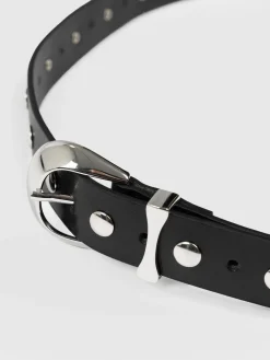 Leather Belts|Accessories|Saint and Sofia Roxie Studded Belt - Black