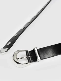 Leather Belts|Accessories|Saint and Sofia Roxie Studded Belt - Black
