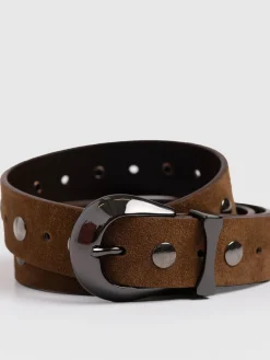 Leather Belts|Saint and Sofia Roxie Studded Belt - Camel