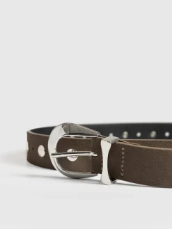 Accessories|Leather Belts|Saint and Sofia Roxie Studded Belt - Taupe