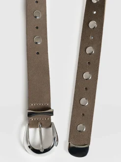 Accessories|Leather Belts|Saint and Sofia Roxie Studded Belt - Taupe
