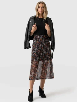 Skirts|Saint and Sofia Runway Mesh Skirt - 70's Paisley