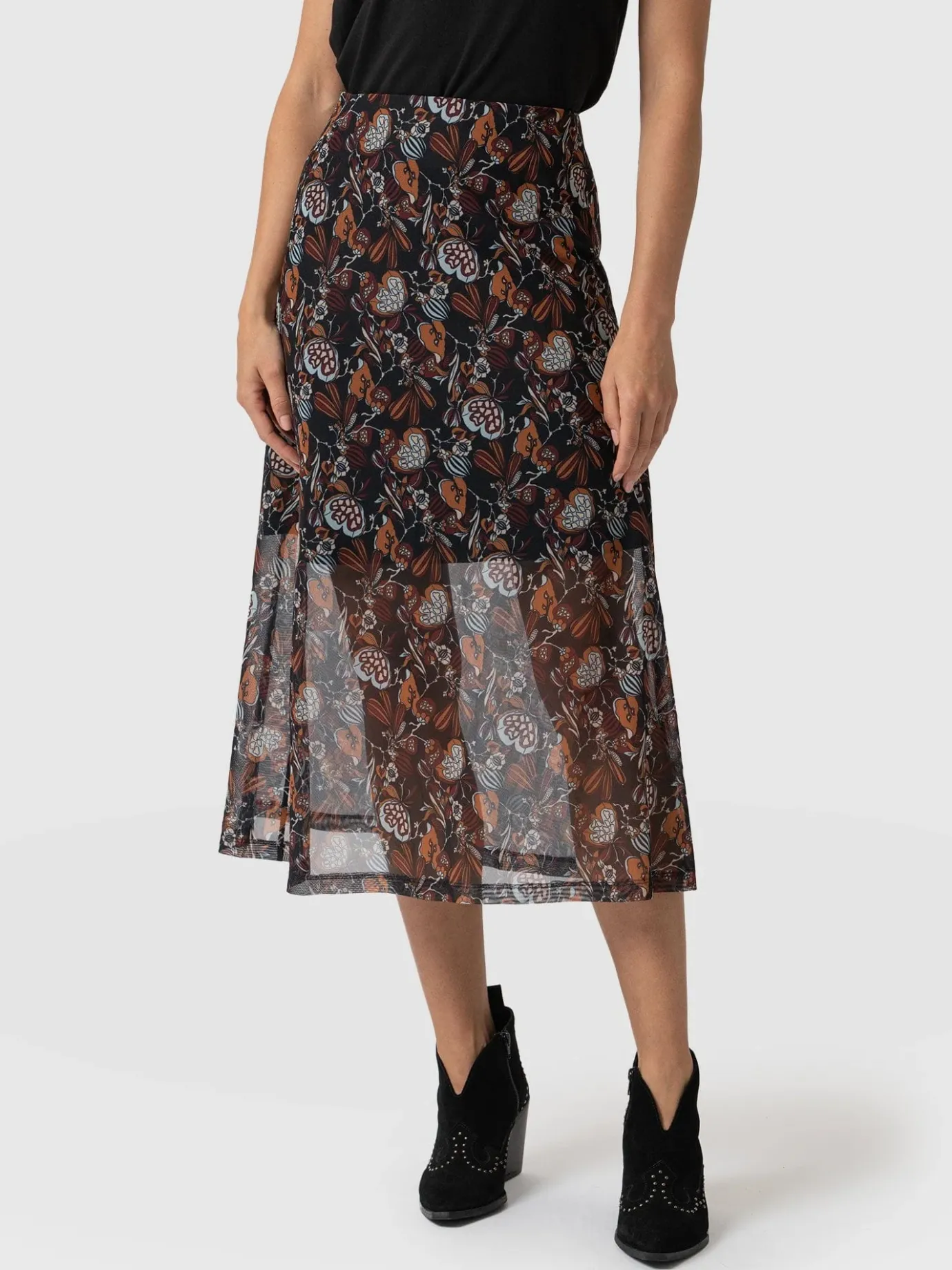 Skirts|Saint and Sofia Runway Mesh Skirt - 70's Paisley