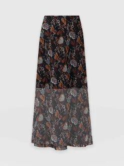 Skirts|Saint and Sofia Runway Mesh Skirt - 70's Paisley