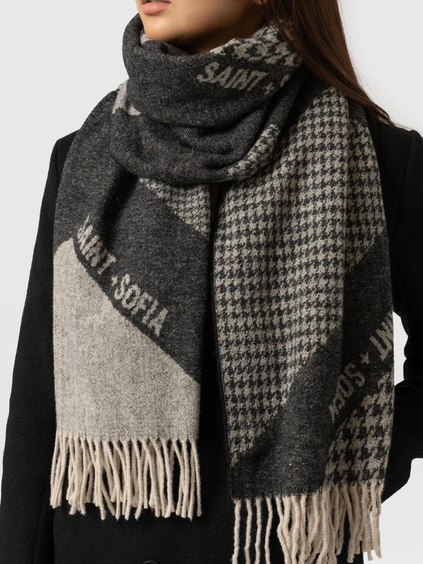 Accessories|Scarves & Hats|Saint and Sofia Saint + Sofia Scarf - Black/Grey