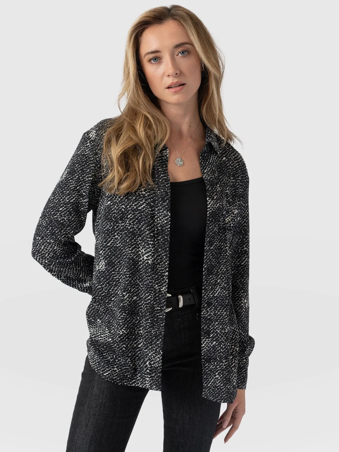 Blouses & Shirts|Saint and Sofia Sawyer Shirt - Monochrome Gothica