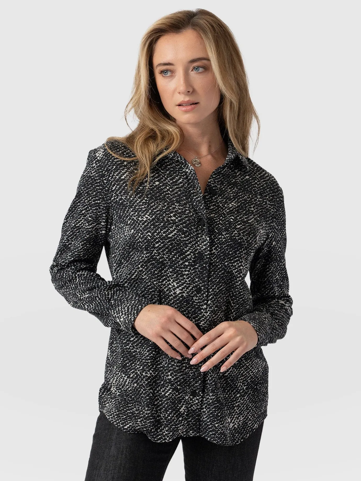 Blouses & Shirts|Saint and Sofia Sawyer Shirt - Monochrome Gothica