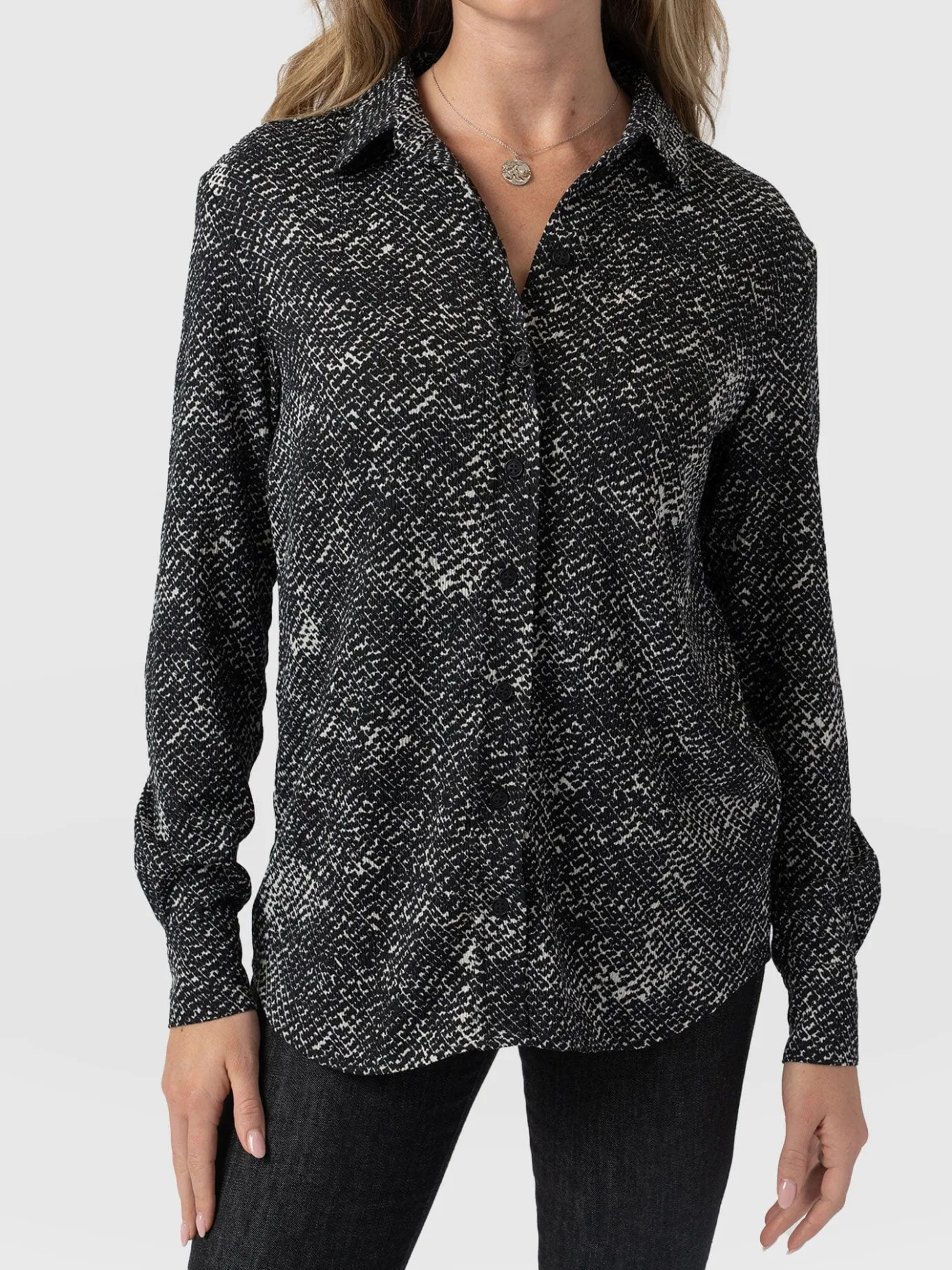 Blouses & Shirts|Saint and Sofia Sawyer Shirt - Monochrome Gothica