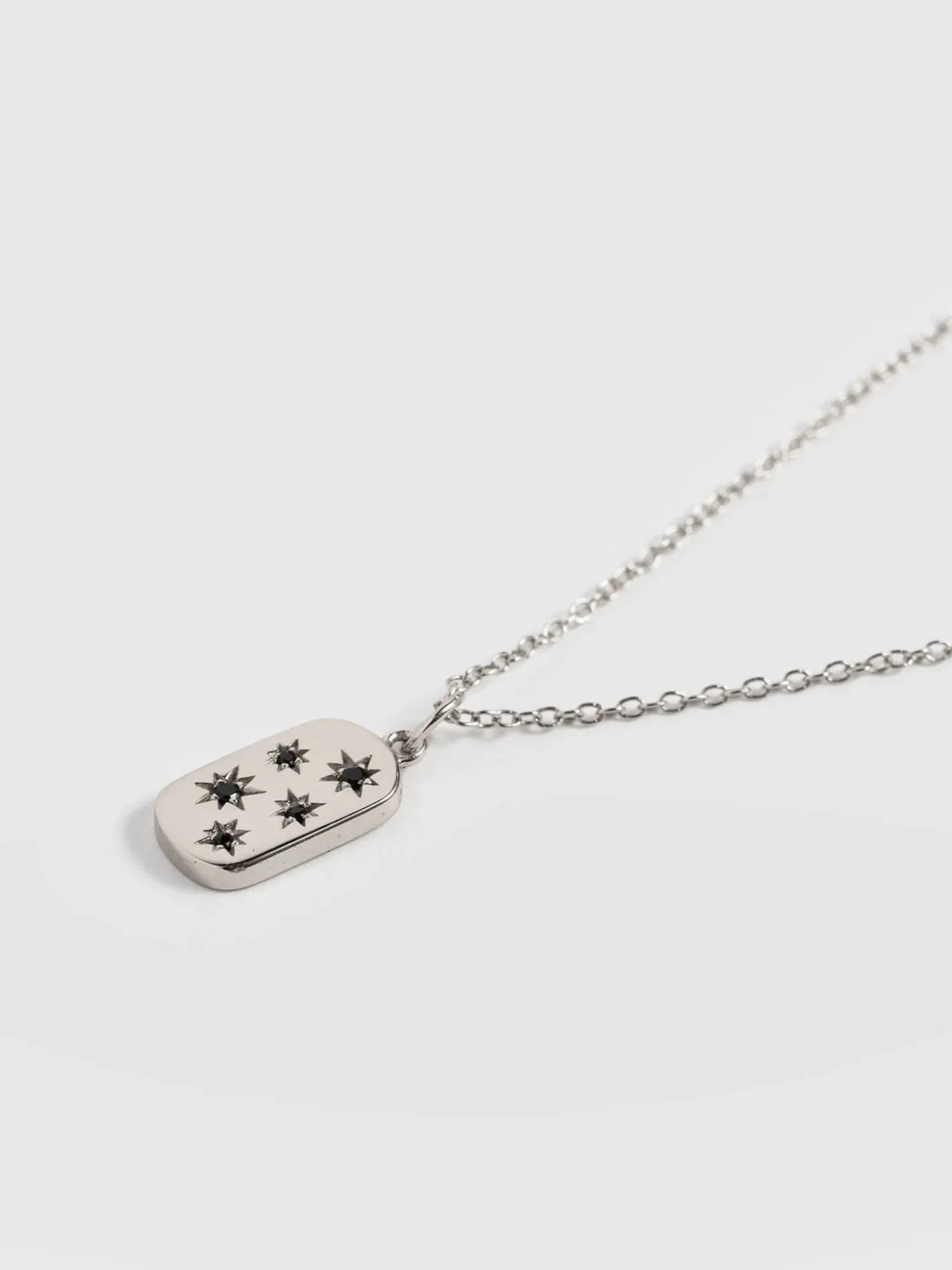 Silver Jewelry|Jewelry|Saint and Sofia Scatter Star Charm Necklace - Silver/Black