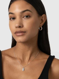 Silver Jewelry|Jewelry|Saint and Sofia Scatter Star Charm Necklace - Silver/Black