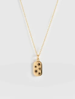 Gold Jewelry|Jewelry|Saint and Sofia Scatter Star Charm Necklace - Gold/Black