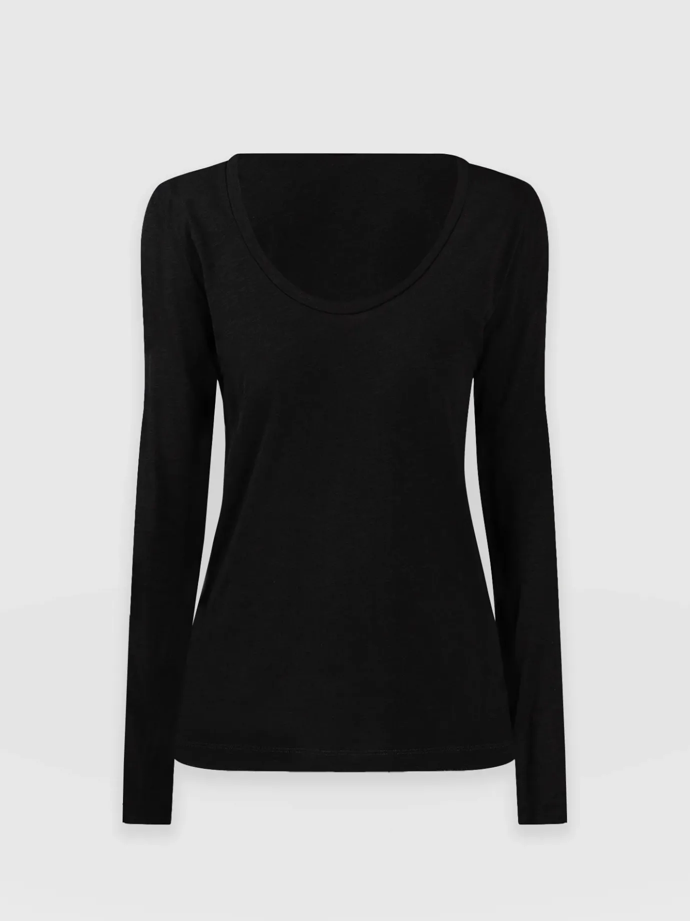 T-shirts & Tanks|Saint and Sofia Scoop Neck Long Sleeve Tee - Black