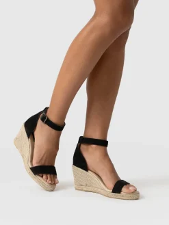 Shoes|Saint and Sofia Serena Espadrille Wedges - Black
