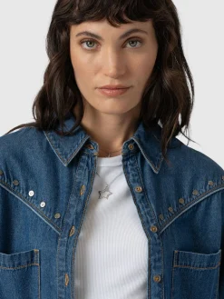Blouses & Shirts|Denim & Jeans|Saint and Sofia Sidney Denim Shirt - Mid Blue