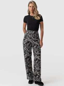 Pants|Saint and Sofia Sienna High Waisted Pant - Black Cream Floral