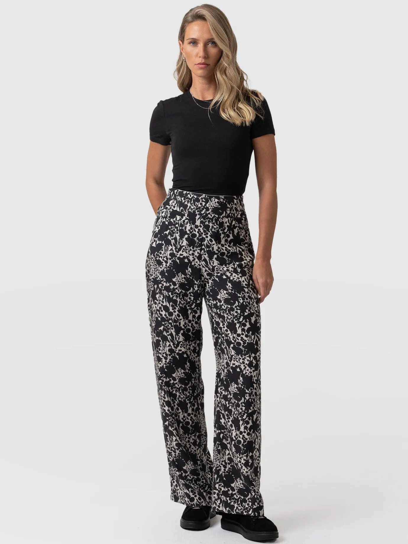 Pants|Saint and Sofia Sienna High Waisted Pant - Black Cream Floral