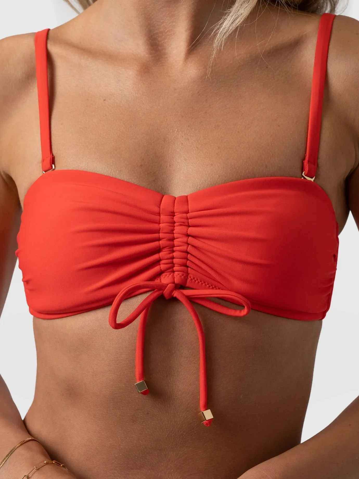 Swimwear|Saint and Sofia Skye Bandeau Bikini Top - Red