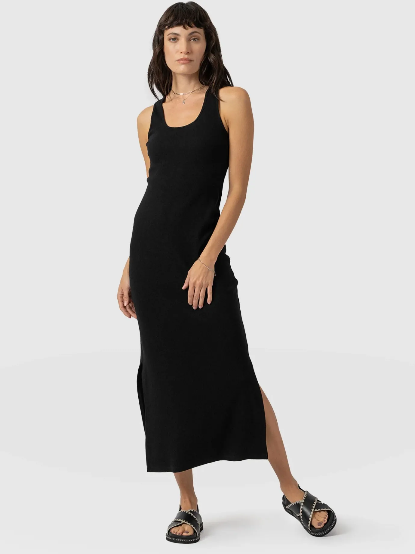 Dresses|Saint and Sofia Sleeveless Rib Dress - Black