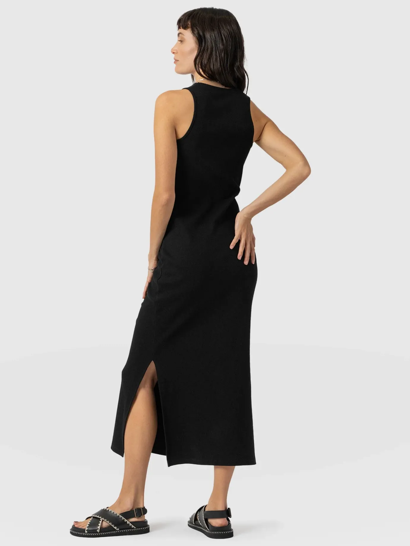 Dresses|Saint and Sofia Sleeveless Rib Dress - Black