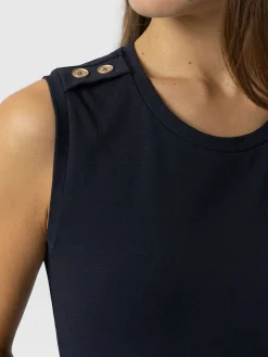 Dresses|Saint and Sofia Sleeveless Runway Maxi Dress - Navy