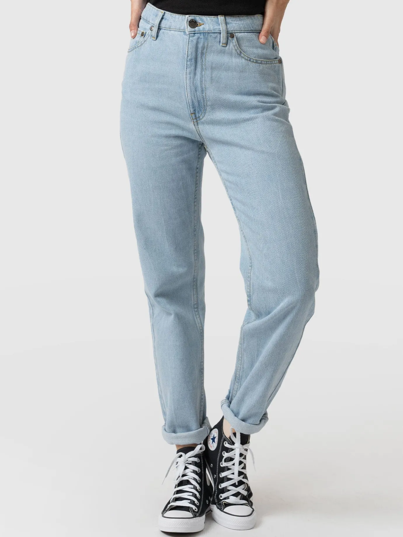 Denim & Jeans|Saint and Sofia Slim Mom Jeans - Pale Blue