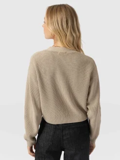 Knitwear|Saint and Sofia Soho Crop Cardigan - Beige