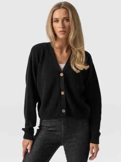 Knitwear|Saint and Sofia Soho Crop Cardigan - Black