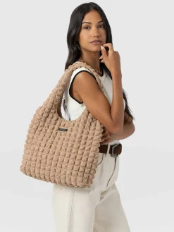 Accessories|Shoulder Bags|Saint and Sofia Soho Shoulder Tote Bag - Beige
