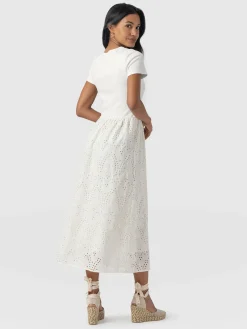 Dresses|Saint and Sofia Sophia Contrast Dress - White Broderie