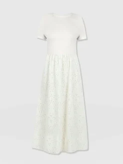 Dresses|Saint and Sofia Sophia Contrast Dress - White Broderie