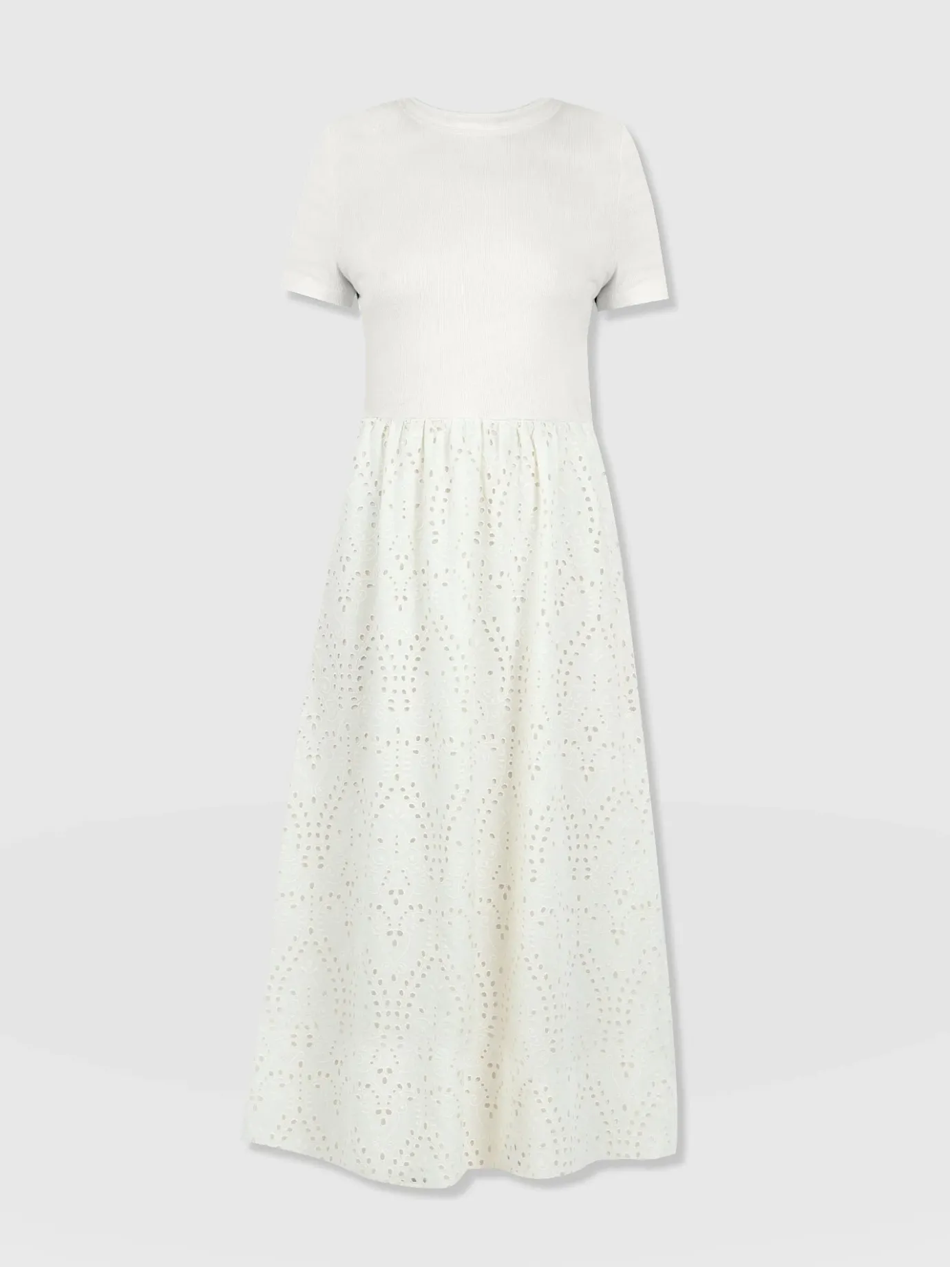Dresses|Saint and Sofia Sophia Contrast Dress - White Broderie