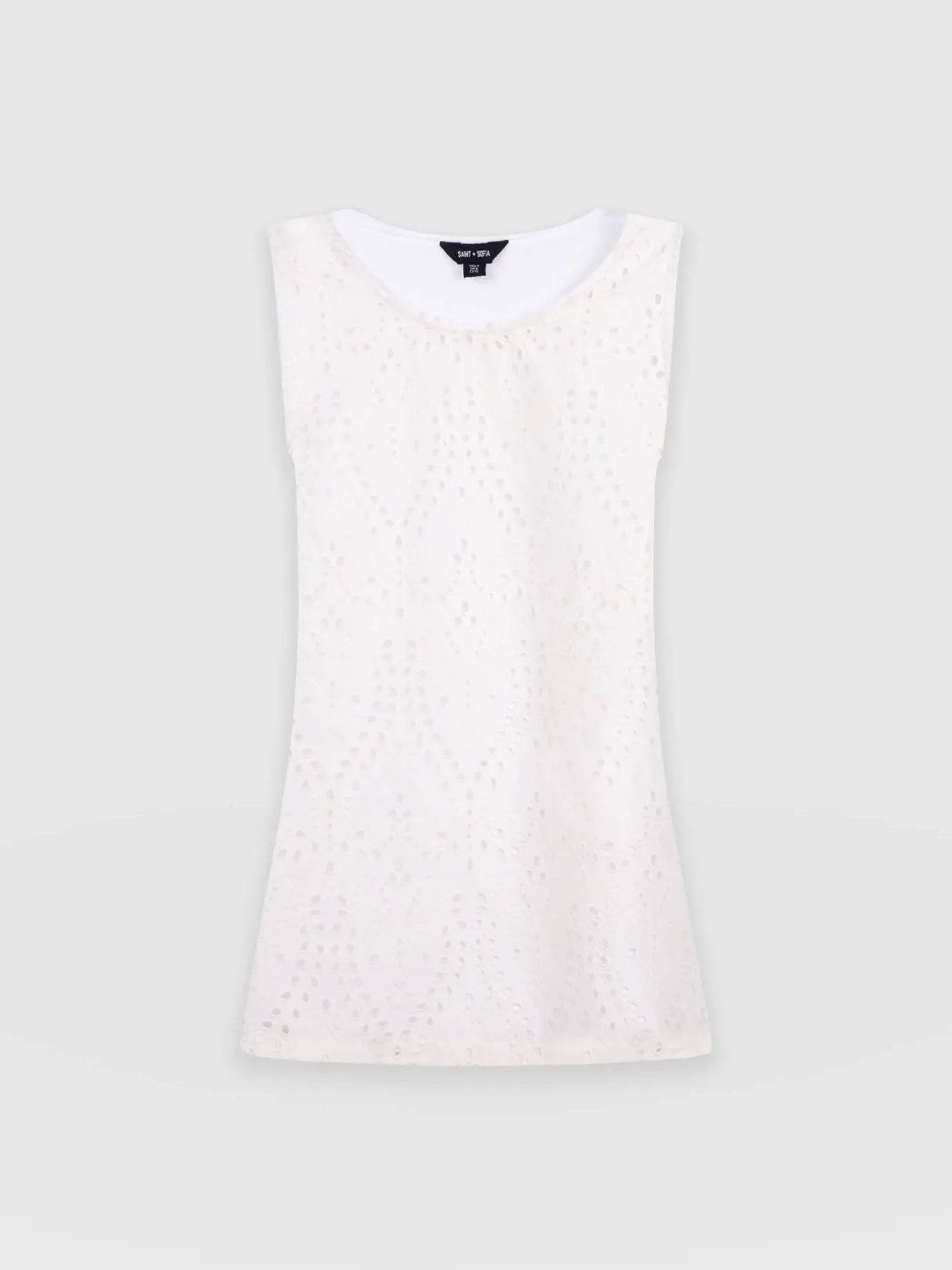 T-shirts & Tanks|Saint and Sofia Sophia Contrast Tank - White Broderie