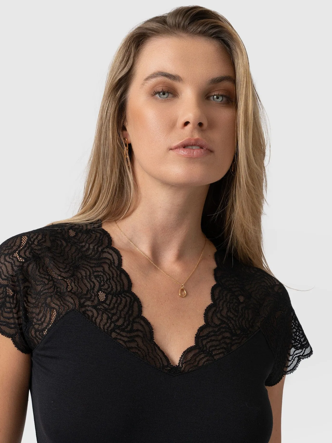T-shirts & Tanks|Saint and Sofia Sophia Lace Tee - Black