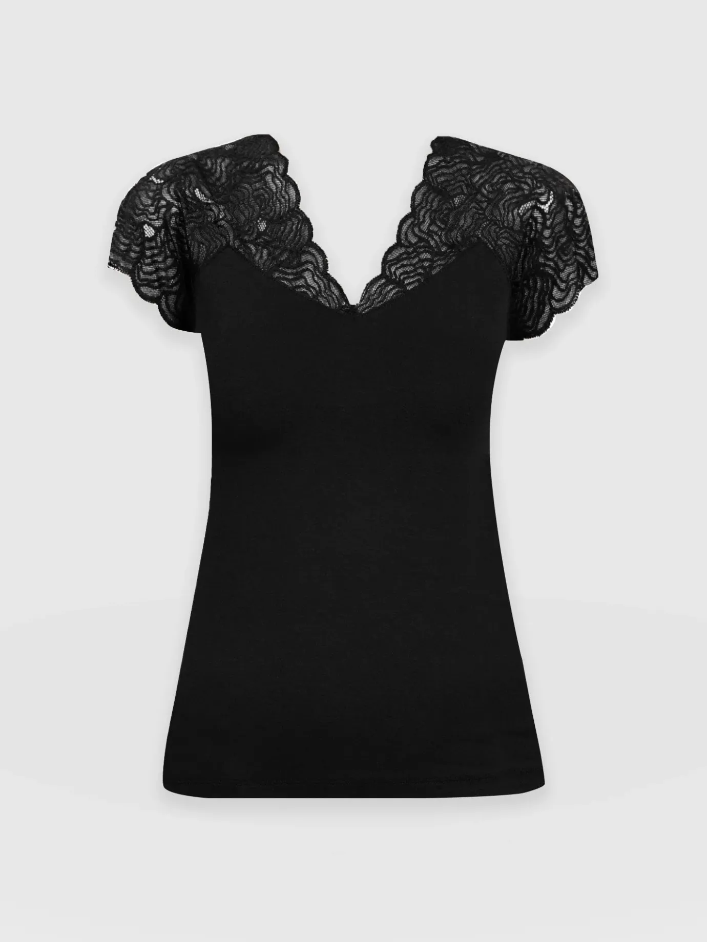 T-shirts & Tanks|Saint and Sofia Sophia Lace Tee - Black